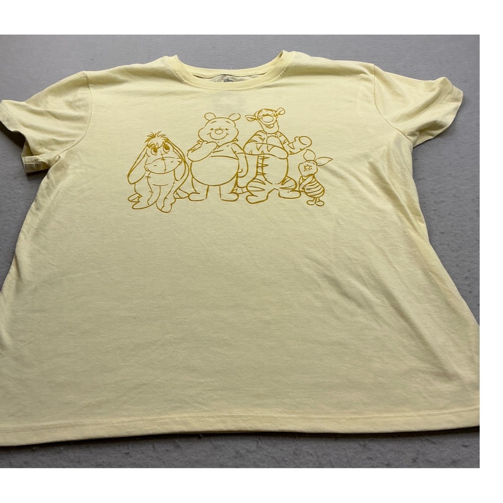 Disney Winnie the Pooh T-Shirt Yellow Graphic Characters‎ XL Casual Short Sleeve